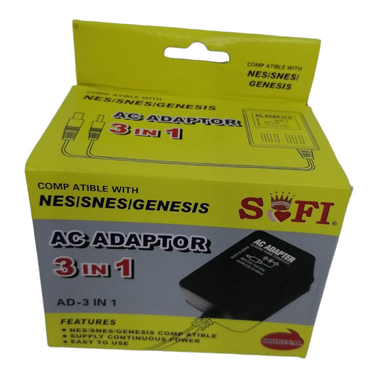 Cargador Fuente de Poder 3 IN 1 SNES/Sega/Genesis