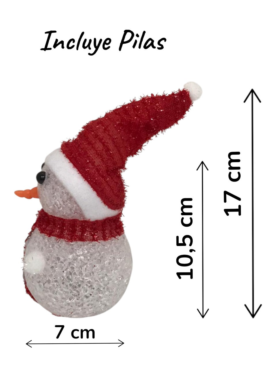 Muñeco Nieve Navideño Luz Led Decoracion Navideña 17 X 7 Cm