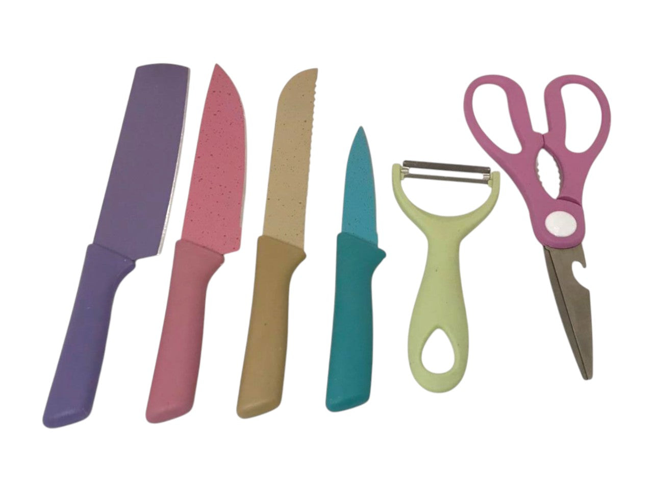 Set De Cuchillos Juego X6 Piezas Colores Pastel Cocina