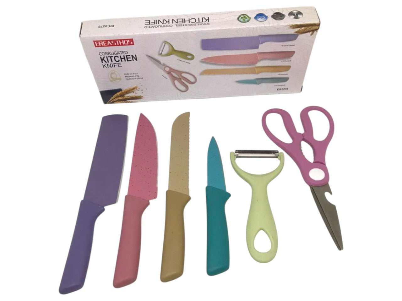 Set De Cuchillos Juego X6 Piezas Colores Pastel Cocina